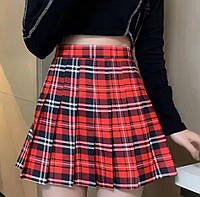 Женская трендовая мини юбка-теника в клетку тиар