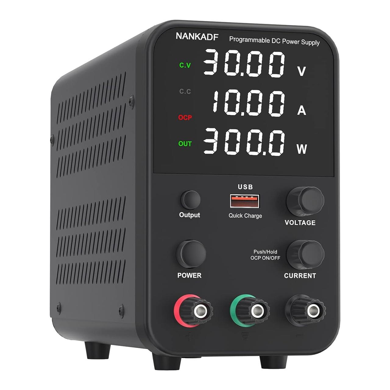 NANKADF WPS3010H - Імпульсне джерело живлення 0–30 В / 0–10 А, регульований лабораторний блок живлення з цифровим дисплеєм, фото 1