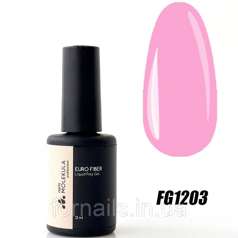 Molekula Euro Fiber Gel - Pink-моделюючий гель-база (рожевий напівпрозорий), 12 мл, фото 1