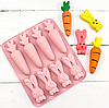 Силіконова форма зайчик з морквою для випікання желе цукерок мила свічок SAM-6582 рожевий, фото 4