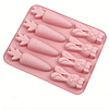 Силіконова форма зайчик з морквою для випікання желе цукерок мила свічок SAM-6582 рожевий, фото 3