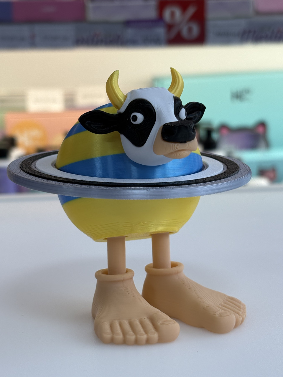 Ла Вака Сатурно Сатурніта La Vaca Saturno Saturnita корова планета іграшка-мем Italian Brainrot Італійські меми 10 см, фото 1