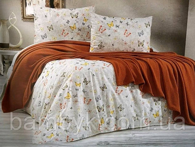 Літній комплект Romeo Home "Palitra" з в'язаним покривалом простирадла дві наволочки 100% бавовна Туреччина