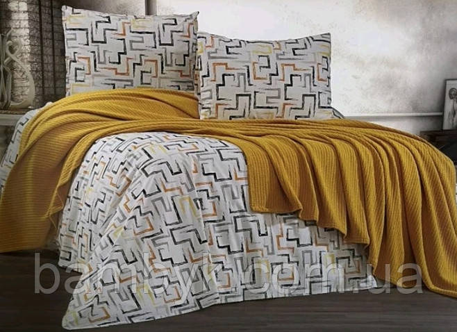 Літній комплект Romeo Home "Palitra" з в'язаним покривалом простирадла дві наволочки 100% бавовна Туреччина