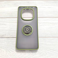 Чохол Armor Ring для Xiaomi Redmi Note 14 Pro 5G протиударний з кільцем Оливковий
