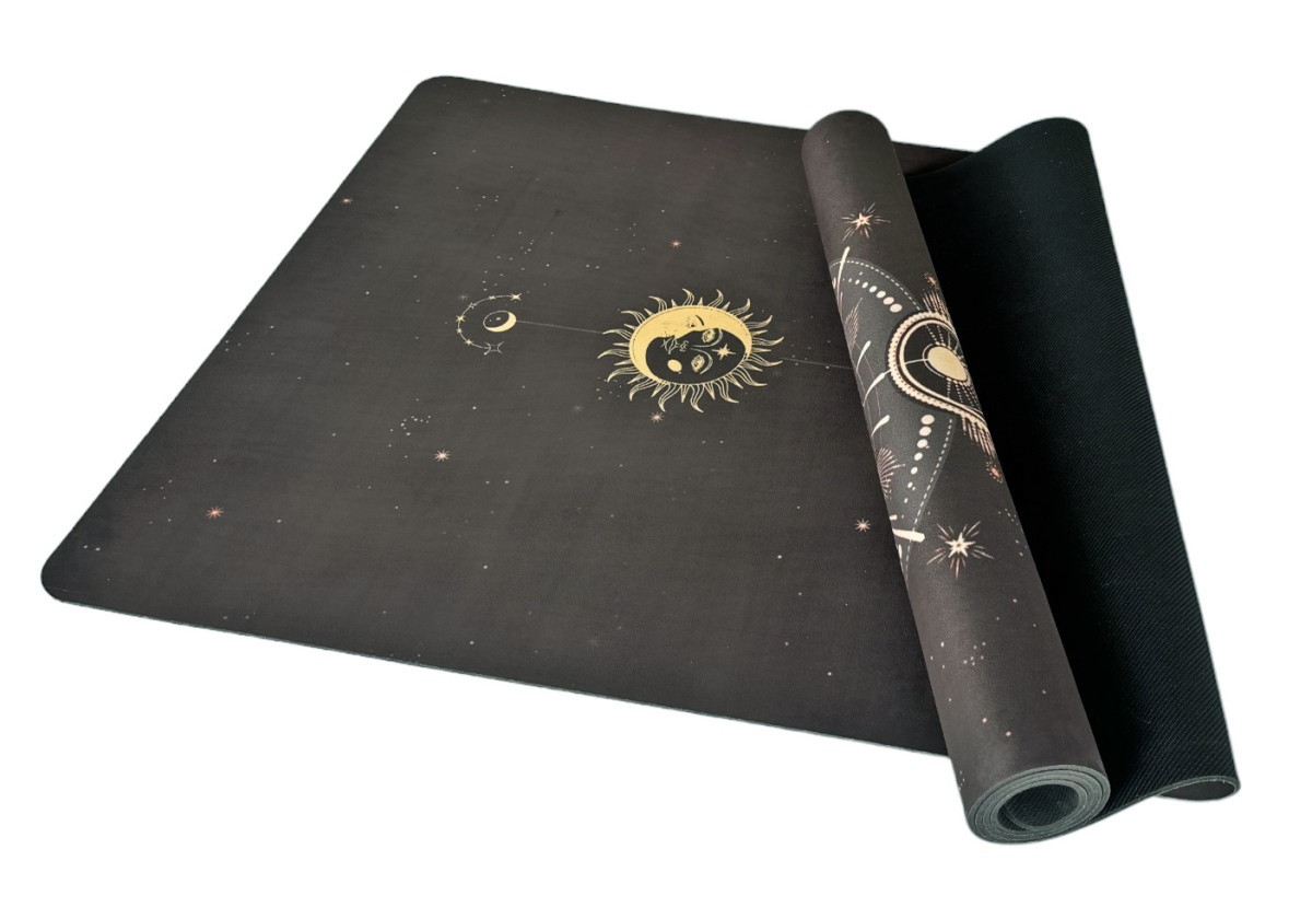 Килимок для йоги та фітнесу EasyFit EF-1926-2, протиковзкий, Чорний, 183×61×0,3 см, каучук + замша, фото 1