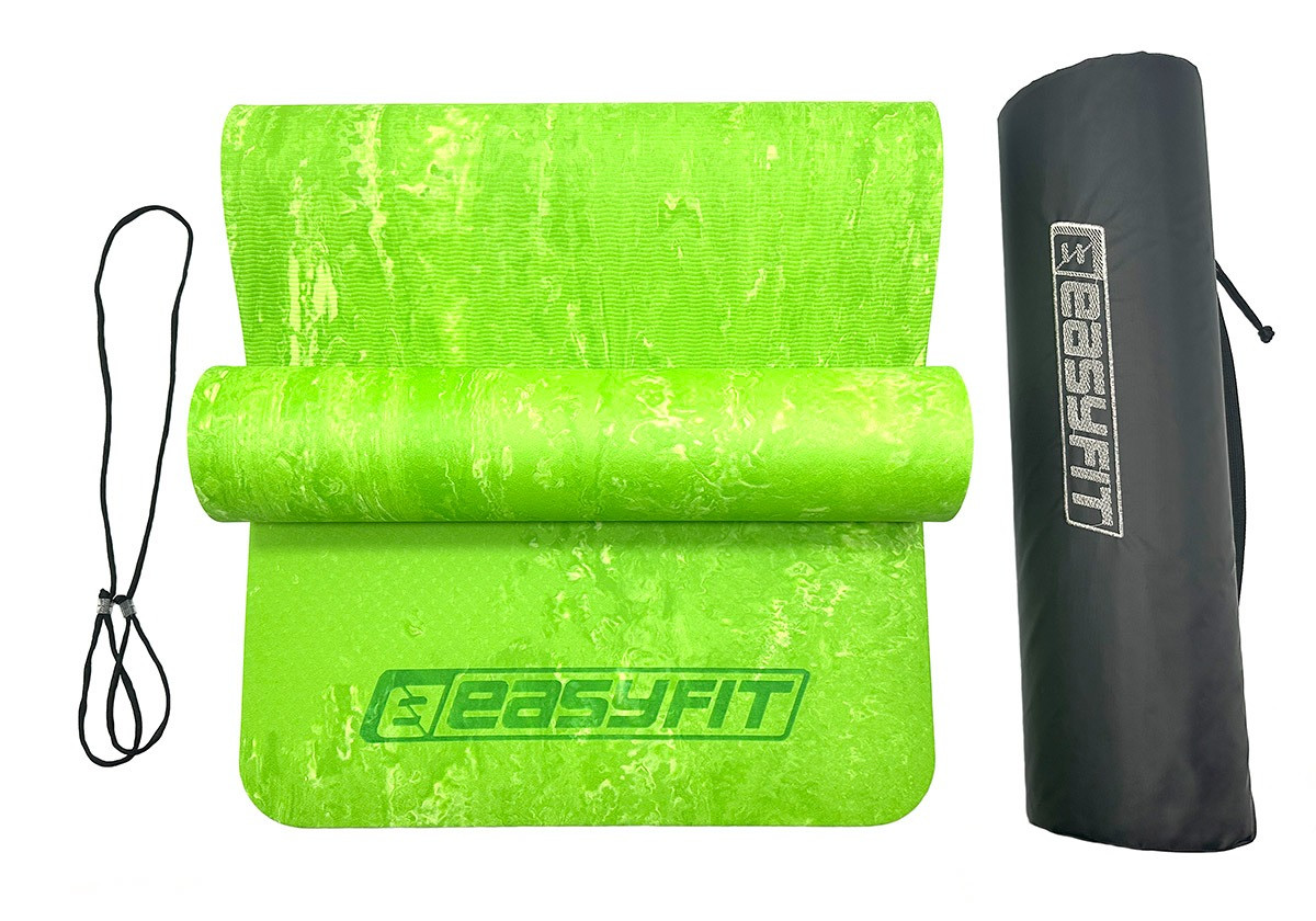 Килимок для йоги та фітнесу EasyFit EF-1930s-1-GN, протиковзкий, Салатовий, 183×61×0,8 см, PER, + чохол, фото 1