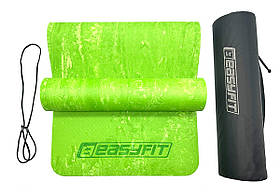 Килимок для йоги та фітнесу EasyFit EF-1930s-1-GN, протиковзкий, Салатовий, 183×61×0,8 см, PER, + чохол