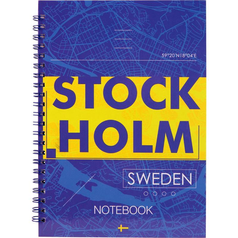 Блокнот на спіралі А5 тверда обкладинка 96 аркушів у клітинку Axent Stockholm 8032-08