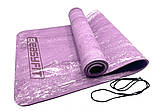 Килимок для йоги та фітнесу EasyFit EF-1930-1-V, протиковзкий, Фіолетовий, 183×61×0,8 см, PER, фото 3