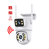 Поворотна IP Wi-Fi камера відеоспостереження 6Mp з 2 об'єктивами Вулична розумна вай-фай камера, фото 3