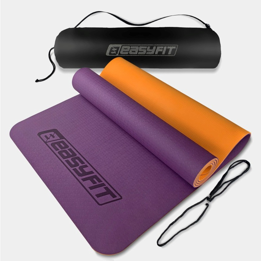 Килимок для йоги та фітнесу EasyFit EF-1924s-VO, протиковзкий, Фіолетовий, 183×61×0,6 см, TPE, + чохол, фото 1