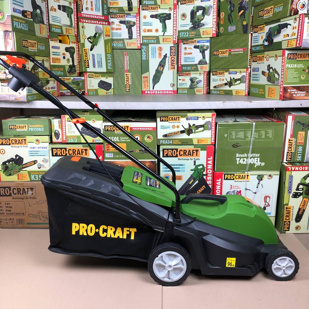 Газонокосарка електрична Procraft NM1800 (1500 Вт, 50л, 360мм) з регулюванням висоти скошування + додатковий ніж