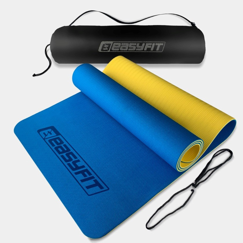 Килимок для йоги та фітнесу EasyFit EF-1924s-BEY, протиковзкий, Синій, 183×61×0,6 см, TPE, фото 1