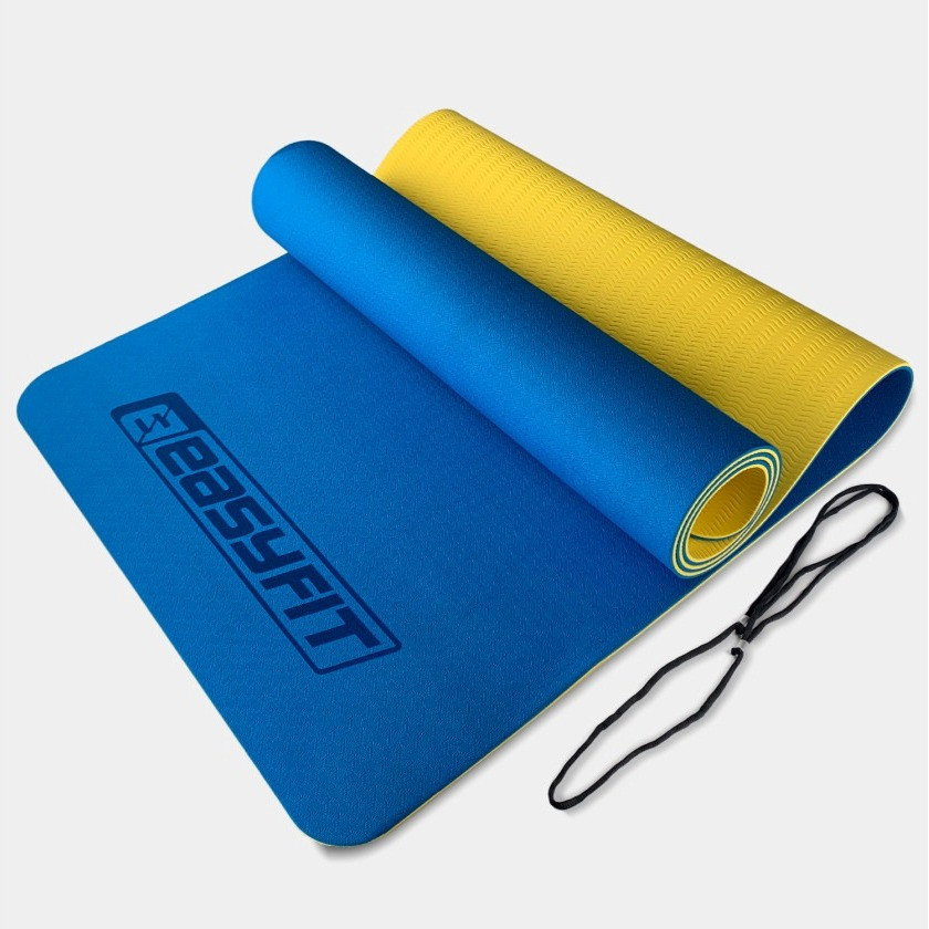Килимок для йоги та фітнесу EasyFit EF-1924-BEY, протиковзкий, Синій, 183×61×0,6 см, TPE, фото 1