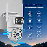 Поворотна IP Wi-Fi камера відеоспостереження 6Mp з 2 об'єктивами Вулична розумна вай-фай камера, фото 2