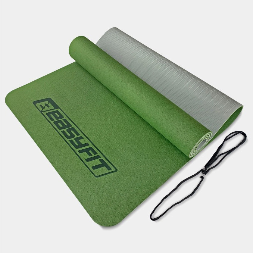 Килимок для йоги та фітнесу EasyFit EF-1924-GNGY, протиковзкий, Зелений, 183×61×0,6 см, TPE, фото 1