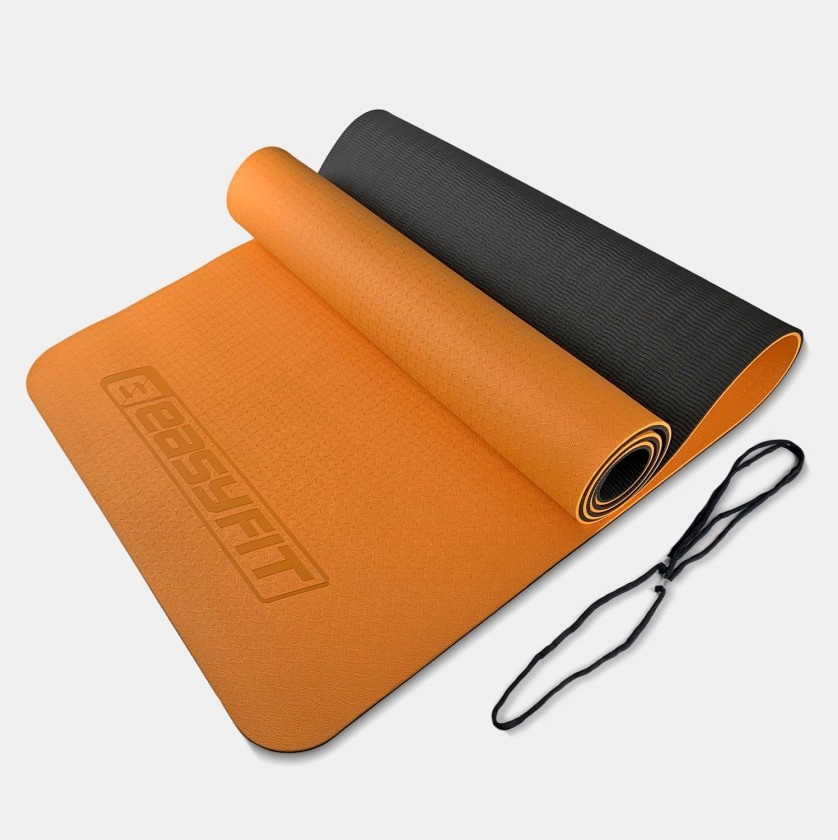 Килимок для йоги та фітнесу EasyFit EF-1924-ORB, протиковзкий, Помаранчевий, 183×61×0,6 см, TPE, фото 1