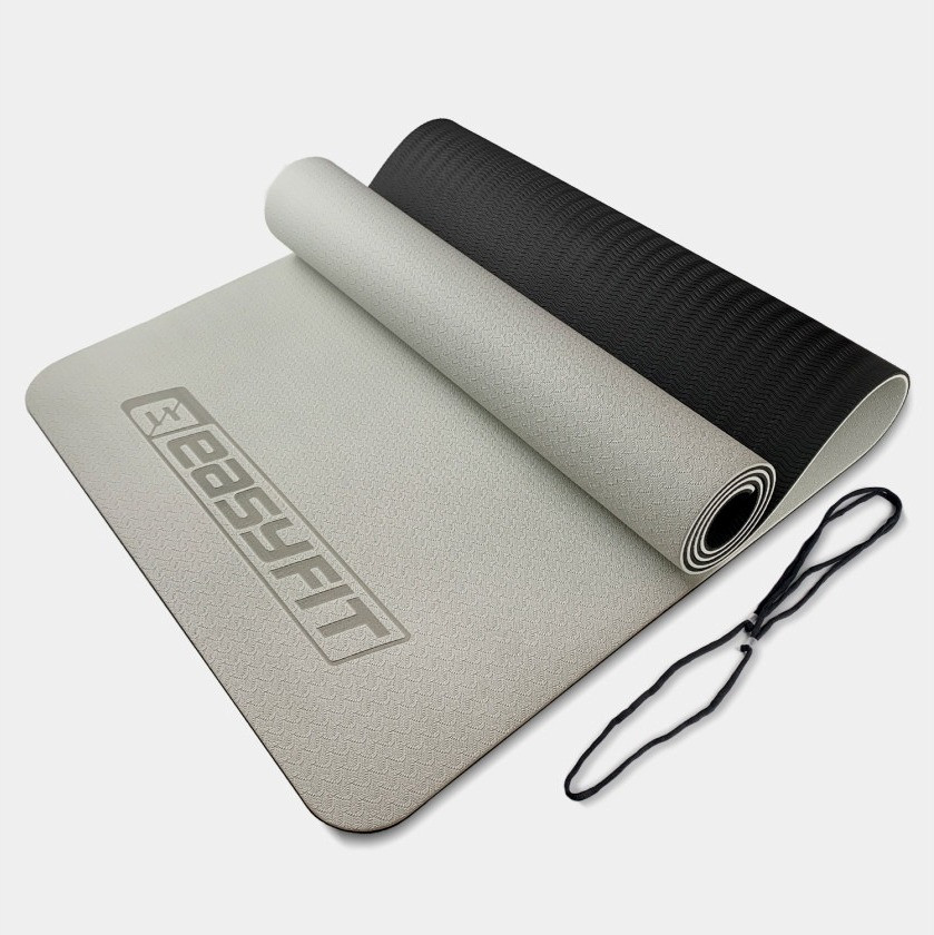 Килимок для йоги та фітнесу EasyFit EF-1924-GYBK, протиковзкий, Сірий, 183×61×0,6 см, TPE, фото 1