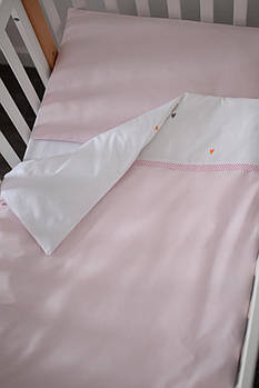 Змінна постіль Baby Verea Біло-рожева з сердечками 90х110/40х60 3 одиниці