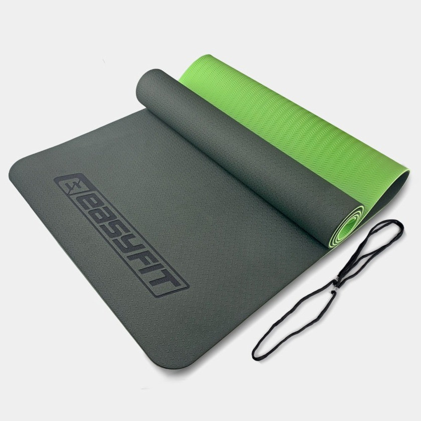 Килимок для йоги та фітнесу EasyFit EF-1924-BG, протиковзкий, Чорний, 183×61×0,6 см, TPE, фото 1