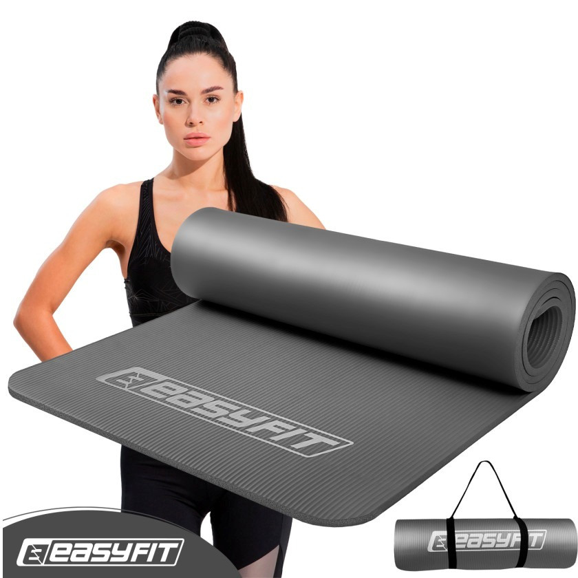 Килимок для йоги та фітнесу EasyFit EF-1919-GY, протиковзкий, Сірий, 180×61×1 см, NBR, фото 1