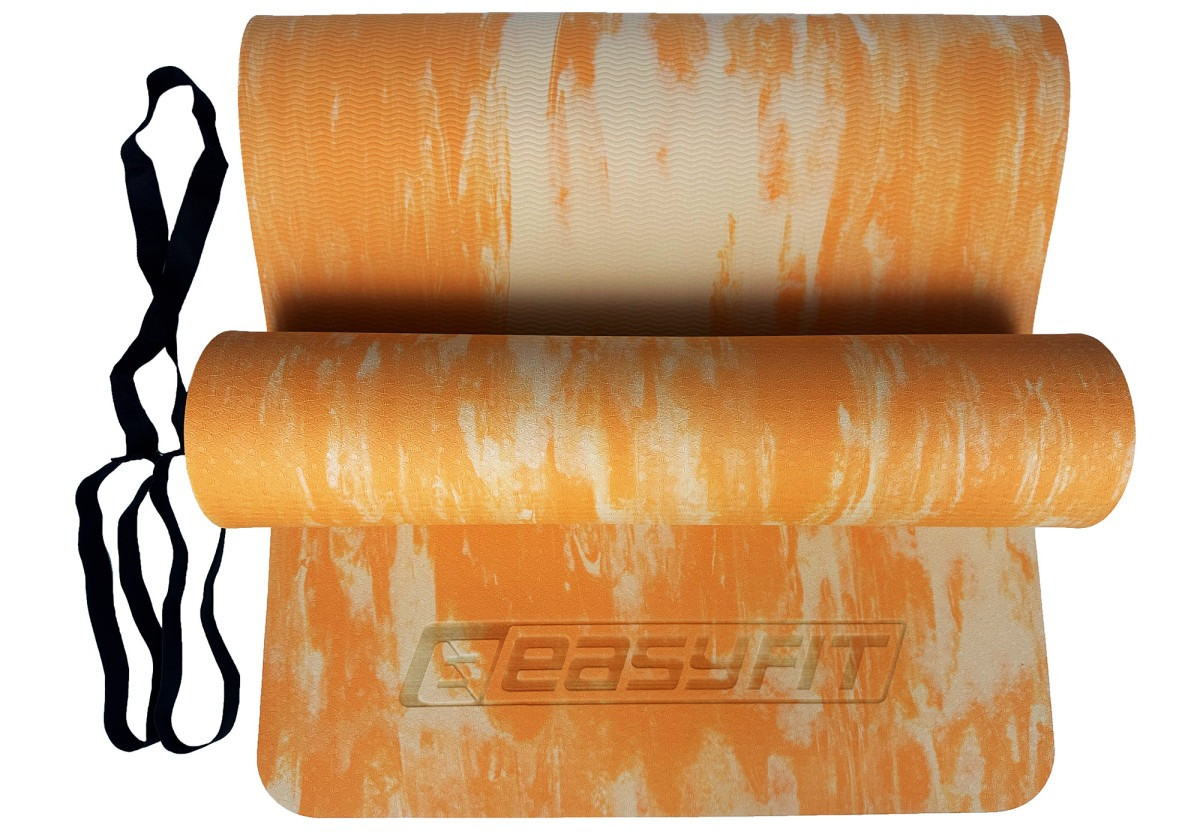 Килимок для йоги та фітнесу EasyFit EF-1911-Or, протиковзкий, Помаранчевий, 183×61×0,8 см, s-EVA, легкий, фото 1