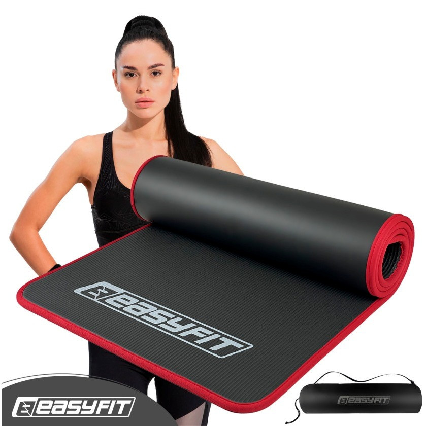 Килимок для йоги та фітнесу EasyFit EF-19192-BK, протиковзкий, Чорний, 180×61×1 см, NBR, легкий, фото 1