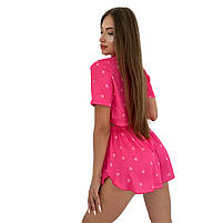 Жіноча піжама Lesko 2S5247B L комплект сорочка та шорти рожева із сердечками 5 шт., фото 3