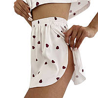 Жіночий комплект піжама Lesko 2S5247B L сорочка та шорти для дому та сну біла із сердечками 5 шт., фото 3