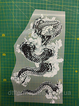 Наліпка для одягу "Змія татуювання" розмір А4 Код/Артикул А4