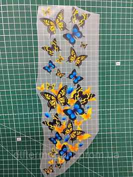 Наліпка для одягу "Метелики жовті та блакитні" розмір 22*33 см Код/Артикул 22*33