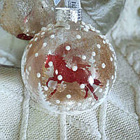 Новорічна ялинкова куля, символ року 85 мм "Кінь у сніжному лісі"