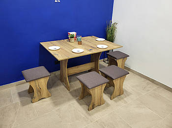 Стіл на кухню та 4 м'які табурети (комплект) Дуб Флагшток