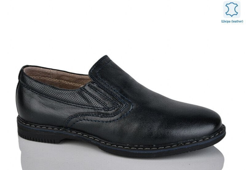 Туфлі підліткові " ШКІРА " 10 пар у ящику чорного кольору 31-36, фото 1