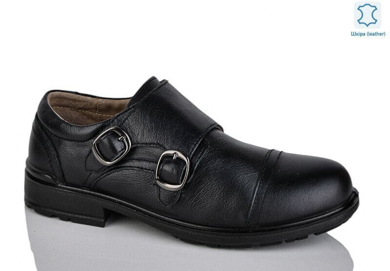 Туфлі підліткові " ШКІРА " 10 пар у ящику чорного кольору 31-36, фото 1