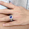 Чоловіче сріблясте кільце з синім великим синтетичним кубічним цирконієвим каменем 19 LuxAurum211, фото 3