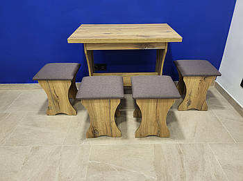 Стіл на кухню та 4 м'які табуретки (комплект) / Дуб Флагшток