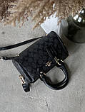 Сумка жіноча Coach Mini Rowan Crossbody In Signature чорний Шанель бочок, фото 2