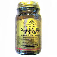 УЦЕНКА Селен без Дріжджів L-Селенометианін, 100 мкг, Solgar, 100 таблеток (дряпина на етикетці)