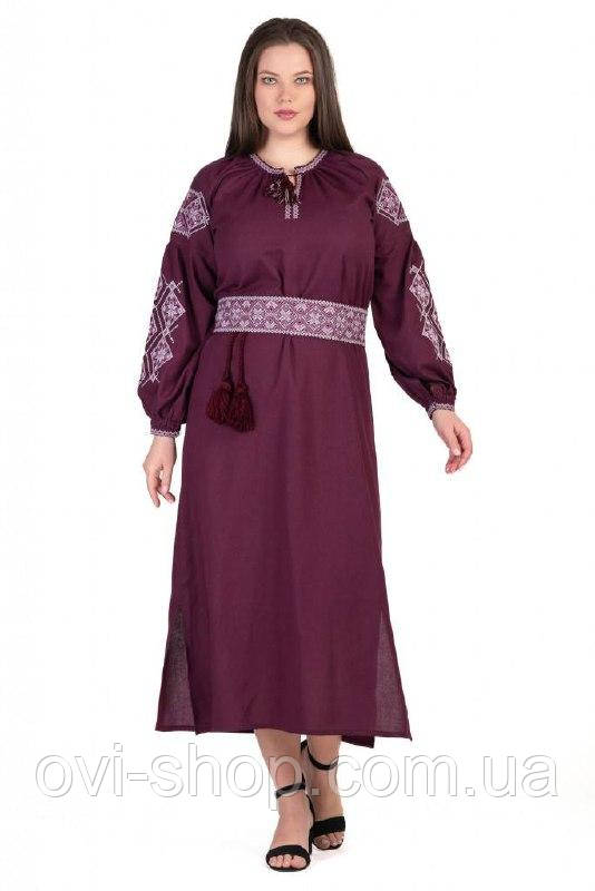 Вишита українська сукня «Соломія» сливовий, фото 1