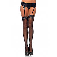 Панчохи з бантиком Leg Avenue Sheer Thigh Highs, чорні, O/S
