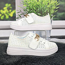 Сліпони жіночі Princess білі перфоровані еко-шкіра 8036, фото 3