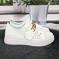 Сліпони жіночі Princess білі перфоровані еко-шкіра 8036, фото 4