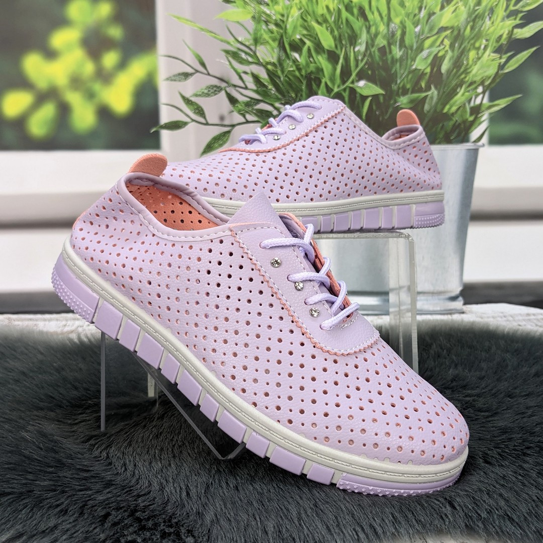 Сліпони жіночі Princess бузкові перфоровані еко-шкіра 8033