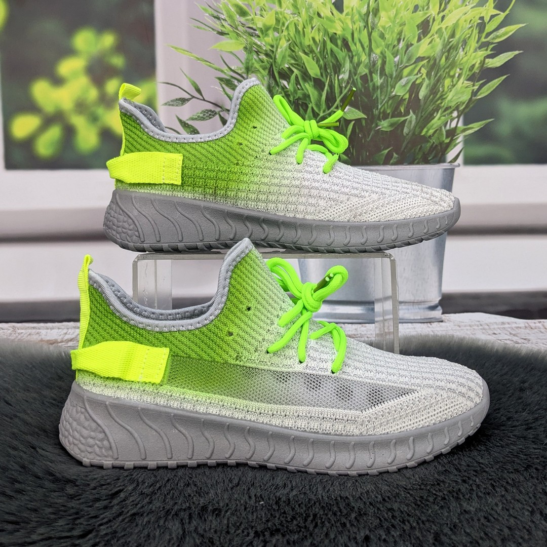 Кросівки жіночі FDEK сірі з салатовим текстильні 8029