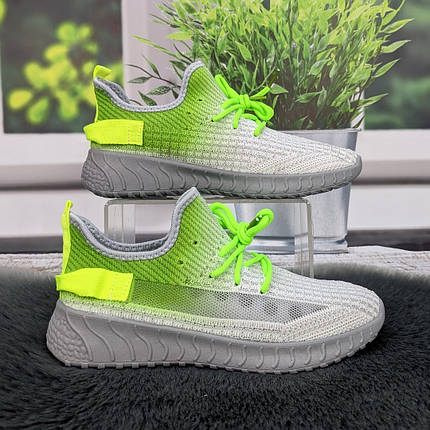 Кросівки жіночі FDEK сірі з салатовим текстильні 8029, фото 1