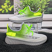 Кросівки жіночі FDEK сірі з салатовим текстильні 8029, фото 2