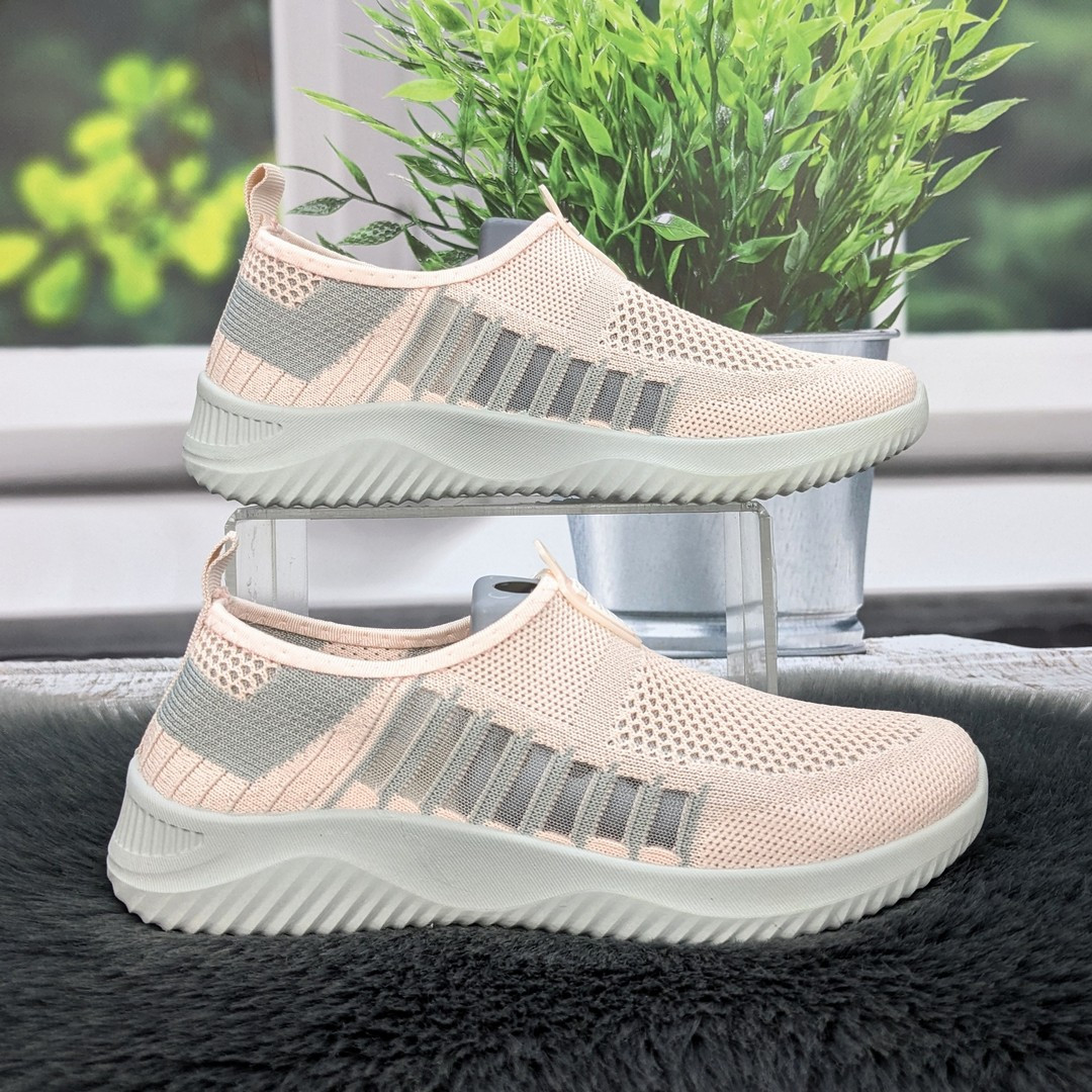 Кросівки жіночі Крок рожеві з сірим текстильні 8032