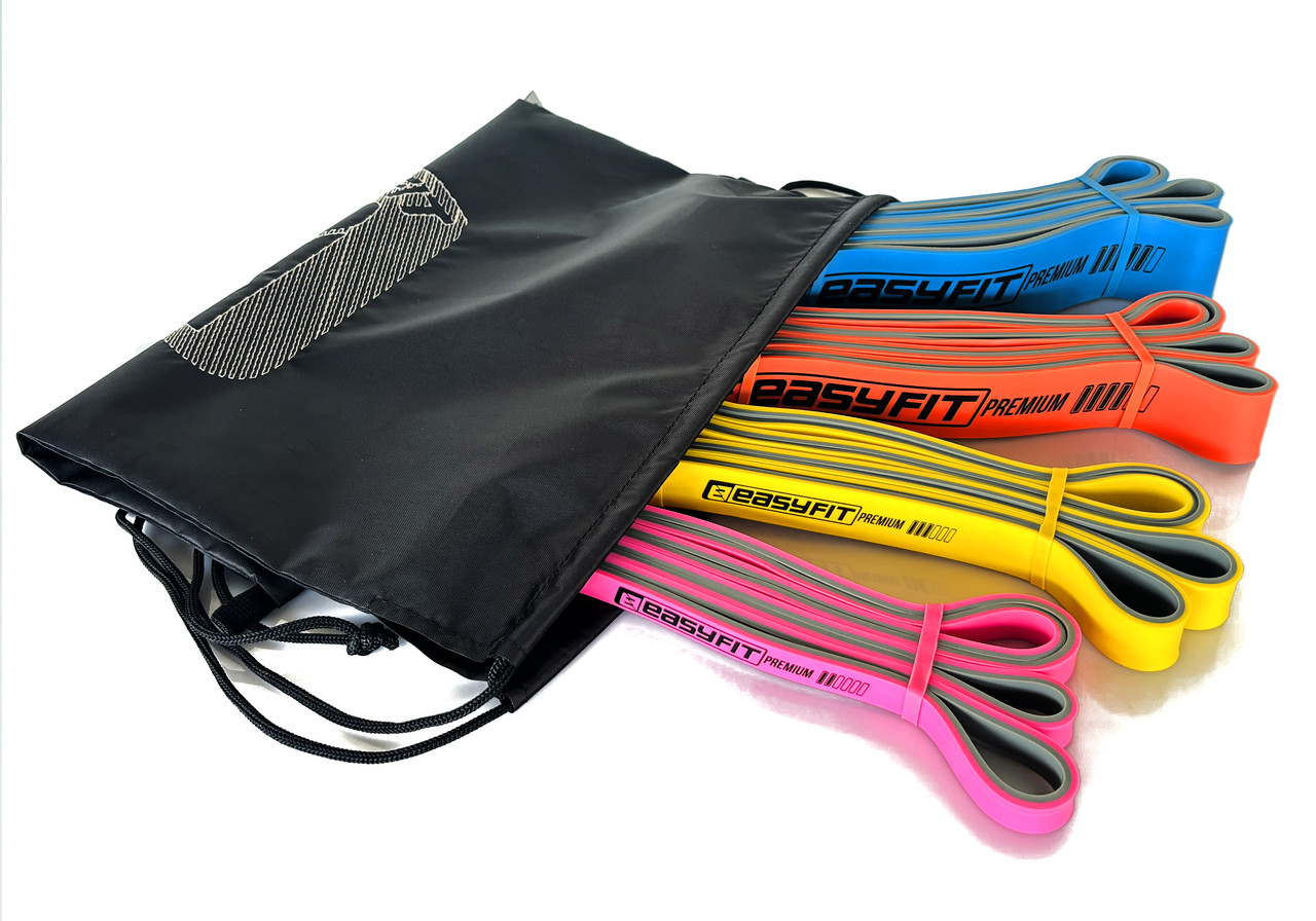 Набір із чотирьох двошарових резинок для підтягувань EasyFit Premium з навантаженням 7-63 кг, фото 1